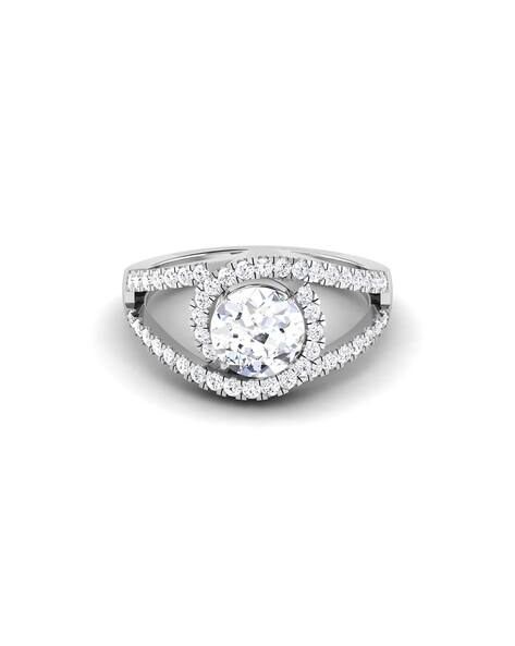 Women White Gold American Diamond-Studded Priti Ring