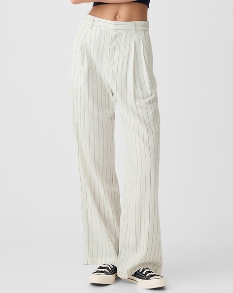 Gap High-Rise Pinstripe Linen Trousers