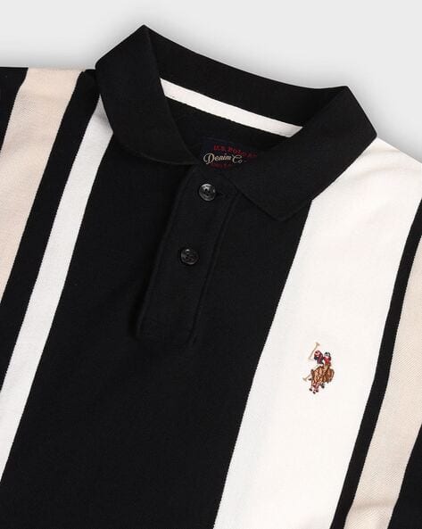 Vertical Striped Polo Black And White Polo T Shirt Buy Fluid Mens