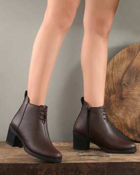 Women Lace Fastening Boots with High Heels-image-31