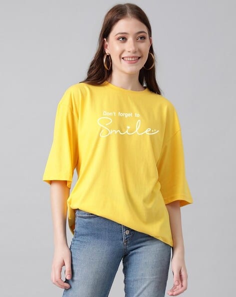 Buy Canary Yellow Tshirts for Women by KOTTY Online | Ajio.com