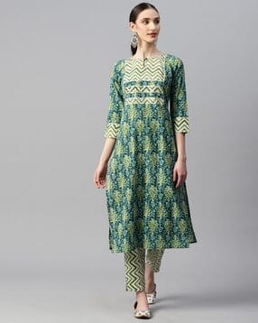 indibelle Printed Straight Kurta with 3/4th Sleeves-picture-29
