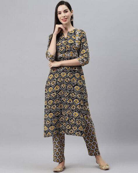 Indibelle Abstract Print Straight Kurta Set
