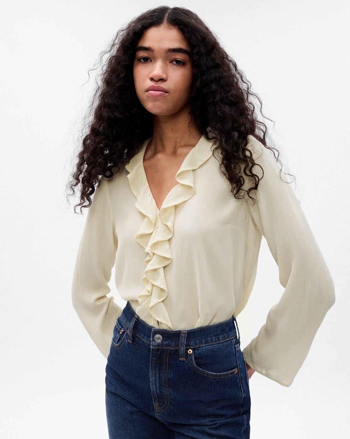 Relaxed Fit Ruffle Top