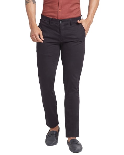 Parx Men Slim Fit Flat-Front Chinos