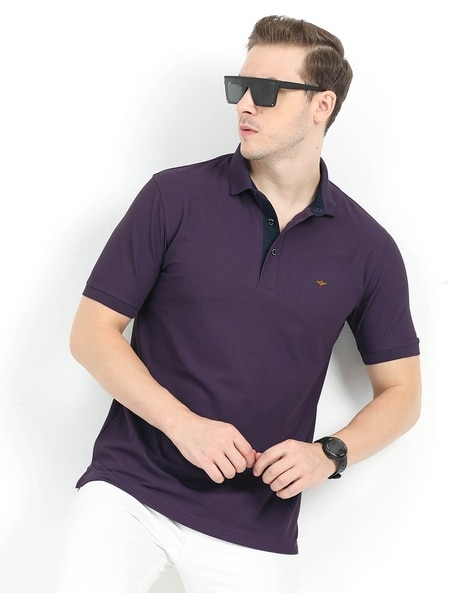 Men Regular Fit Polo T-Shirt with Logo Print