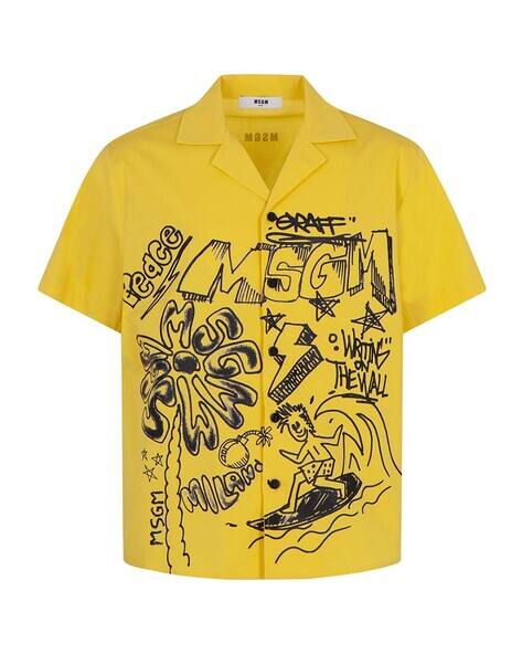 Buy Msgm Srl Brand Print Relaxed Fit Shirt | Yellow Color Boys 