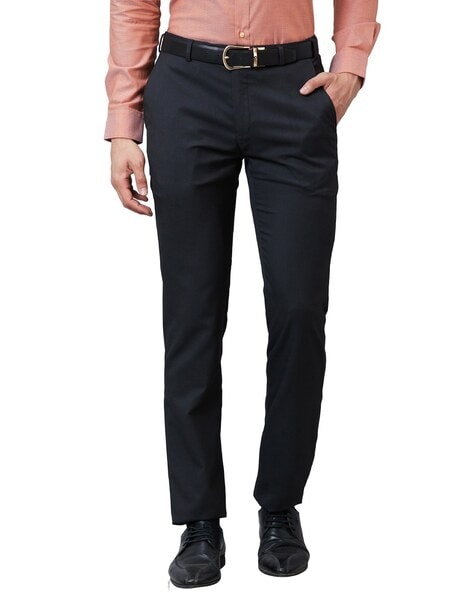 Raymond Men Slim Fit Flat-Front Trousers