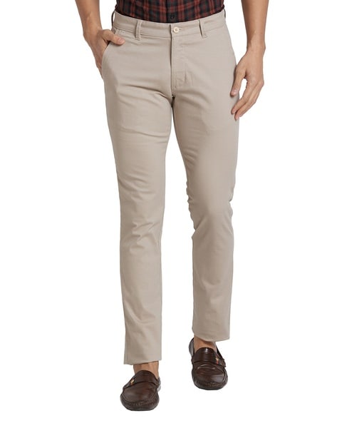 Parx Men Slim Fit Flat-Front Chinos