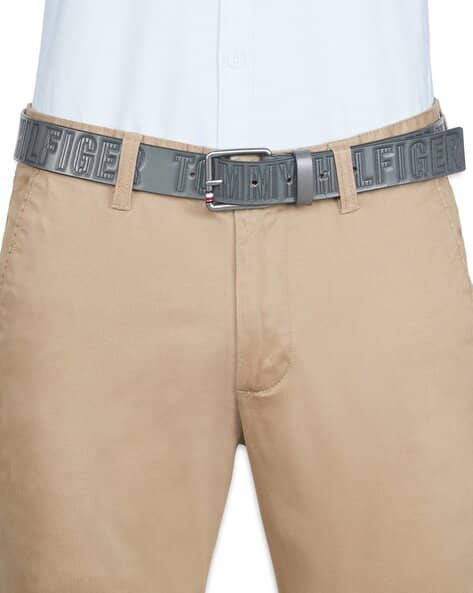 TOMMY HILFIGER Men Brand Embossed Genuine Leather Belt