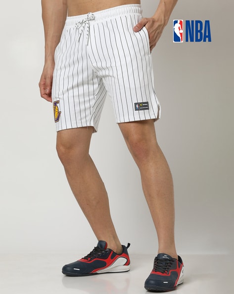 Men NBA Lakers Striped Relaxed Fit Shorts