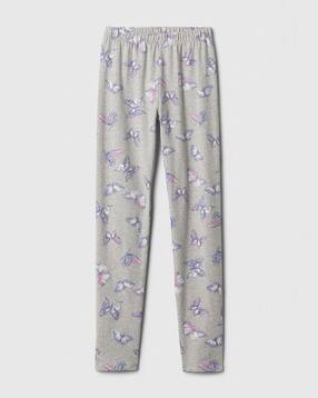 Girls Graphic Print Knitted Leggings with Elasticated Waist