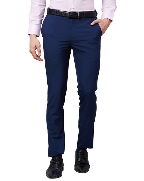 Raymond Men Slim Fit Flat-Front Trousers