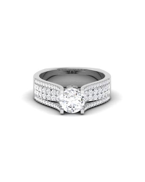 Avsar Women White Gold American Diamond-Studded Kajal Ring