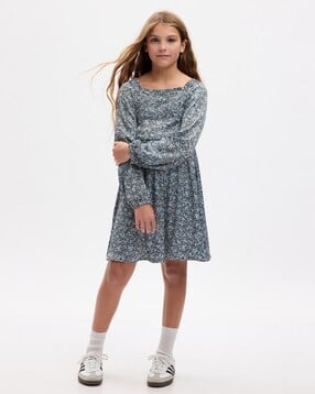 gap kids Girls Floral Print Fit & Flare Dress-picture-12