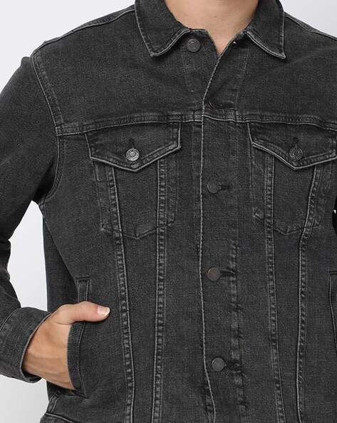 Gap mens black denim jacket online