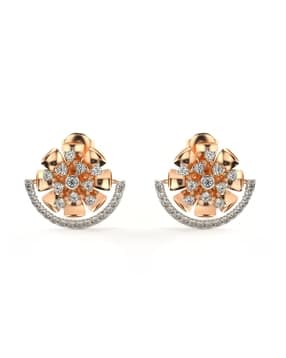 valanova Women Sterling Silver Rose Gold-Plated Lab Grown Diamond Stud Earrings-picture-24