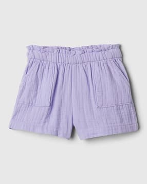 gap kids Solid Crinkle Gauze Shorts with Pockets-picture-28