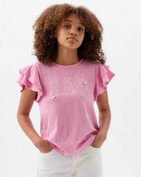 gap kids Logo Print Flutter Sleeves T-Shirt-picture-46