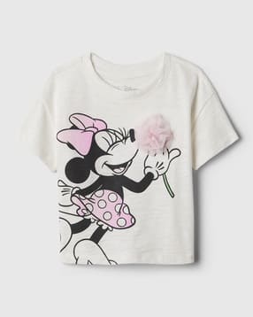 Girls Minnie Mouse Print Cotton T-Shirt-image-6