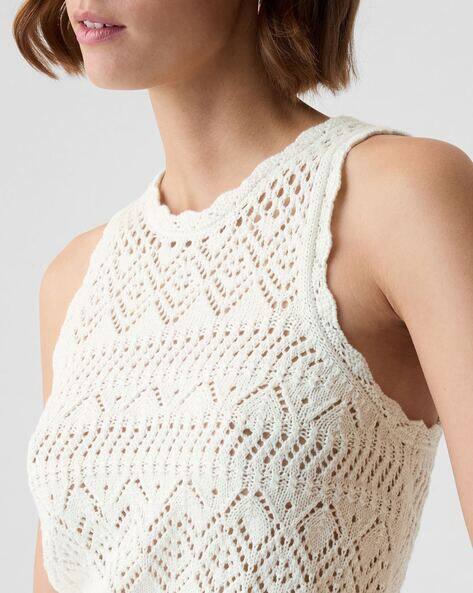 womens white crochet top
