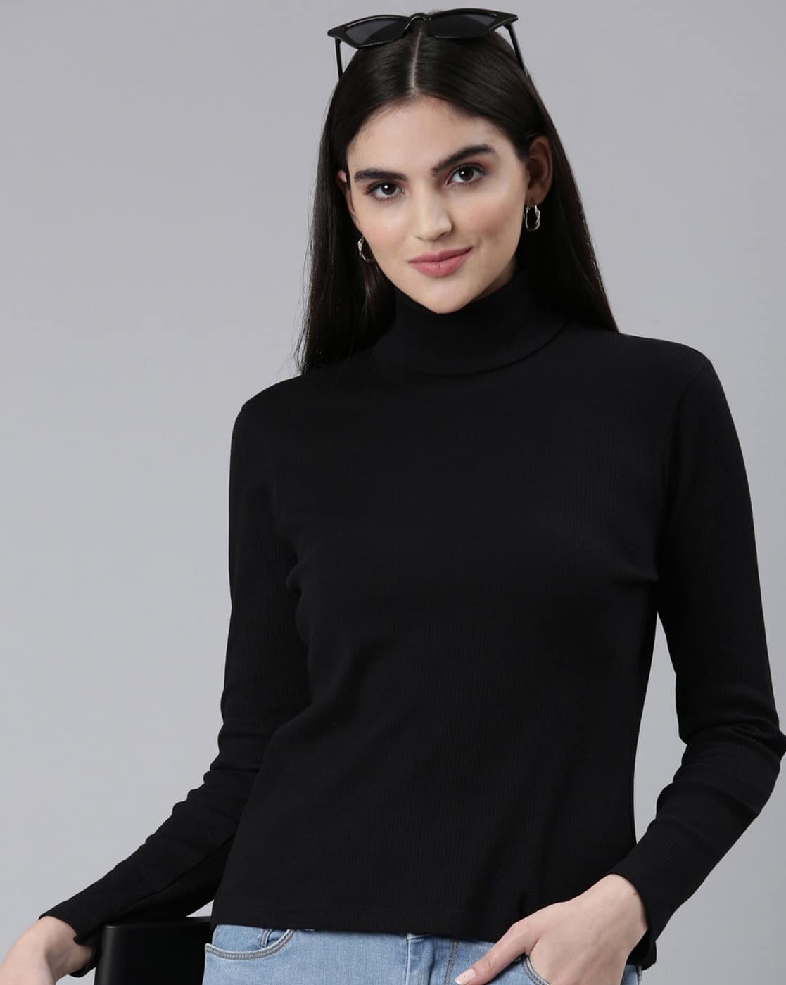 Women Regular Fit Turtleneck T-Shirt