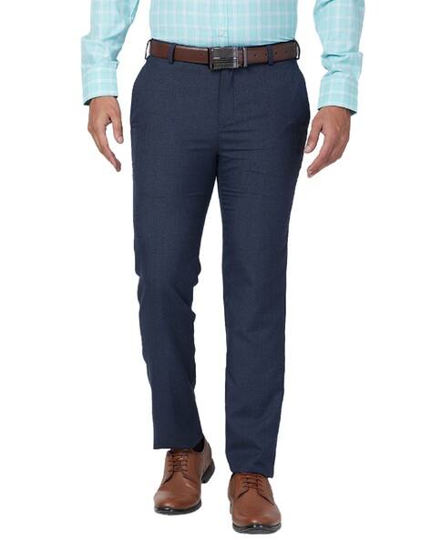 RAYMOND Men Slim Fit Flat-Front Trousers