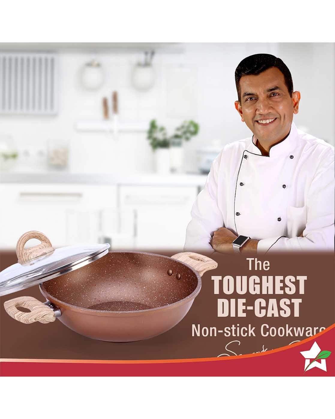 Duralife Aluminium Die-cast Kadhai with Lid