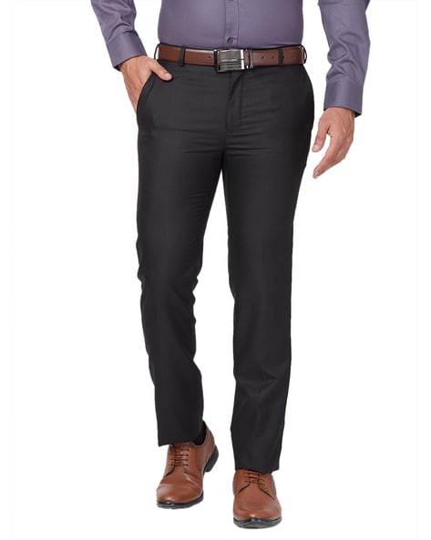 Raymond Men Slim Fit Flat-Front Trousers