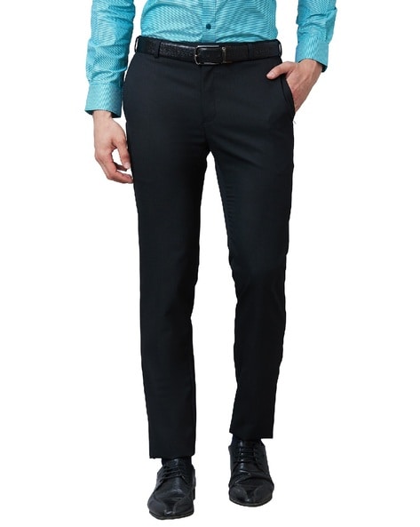 Raymond Men Slim Fit Flat-Front Trousers