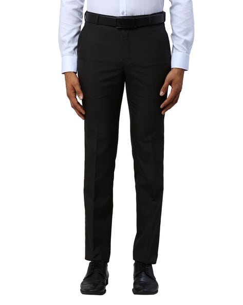 Raymond Men Slim Fit Flat-Front Trousers