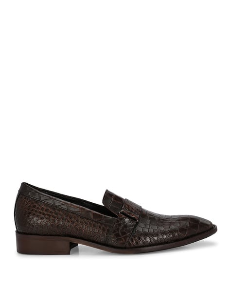 CARLO ROMANO Men Croc-Embossed Genuine Leather Penny Loafers