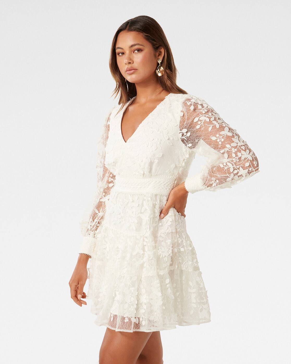 Buy Forever New Women Lace Skater Dress | Porcelain White Color Women |  AJIO LUXE