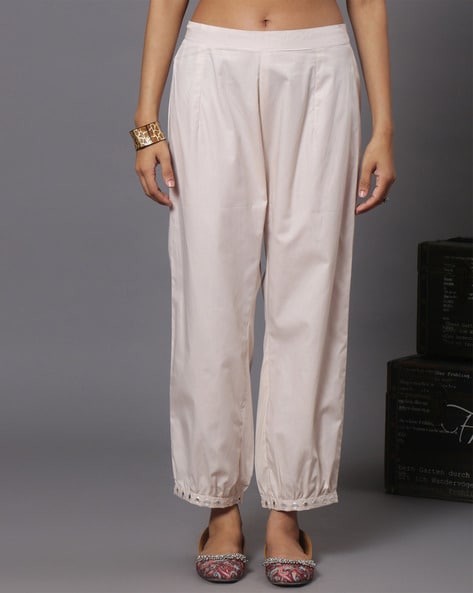 Women Pleat-Front Cotton Pants Price in India