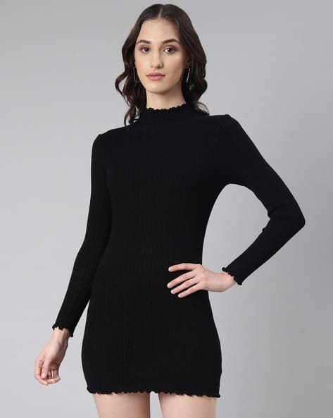 Buy SHOWOFF Ribbed Bodycon Dress Online | Ajio.com