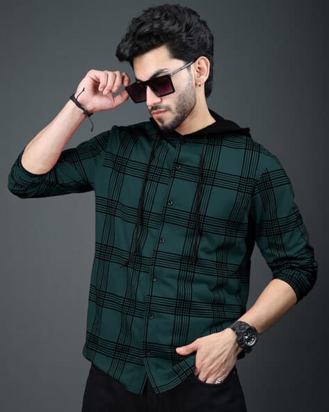 EYEBOGLER Men Checked Regular Fit Shirt with Button-Closure