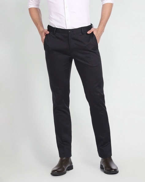 Arrow Men Slim Fit Flat-Front Trousers