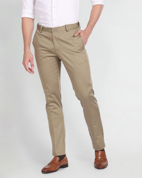 Arrow Men Slim Fit Flat-Front Trousers