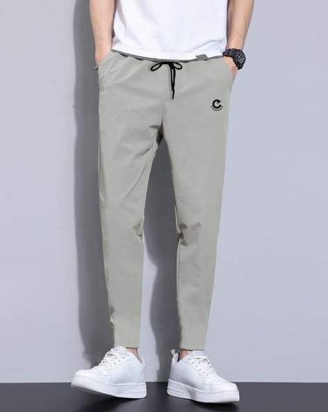 Men Graphic Print Track Pants with Elasticated Drawstring Waist