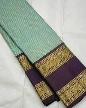 Women Checked Banarasi Silk Saree