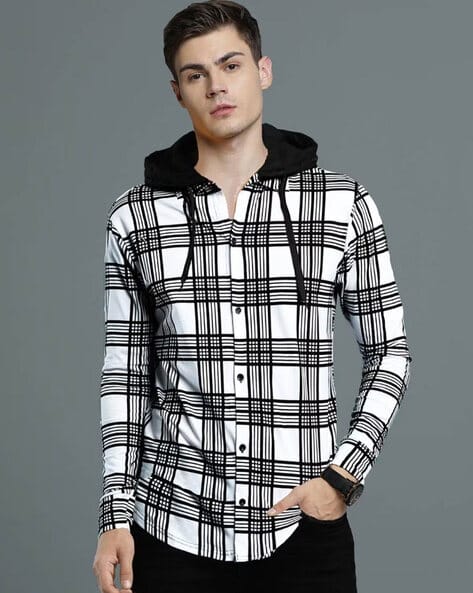 EYEBOGLER Checked Hooded Shirt