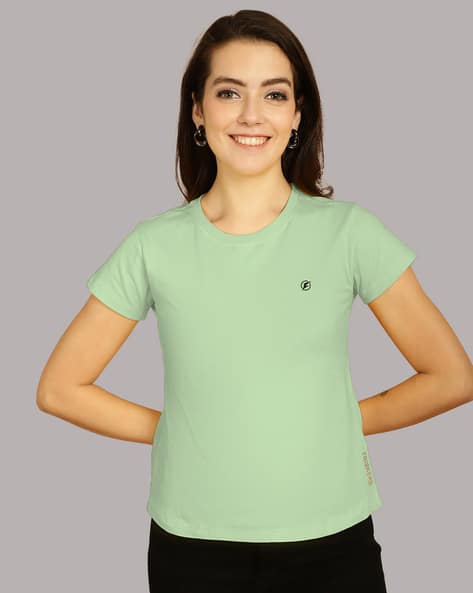 Women Slim Fit Crew-Neck Cotton T-Shirt