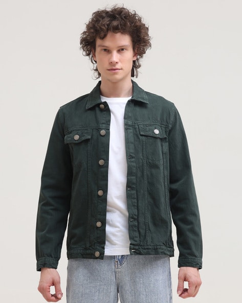 Green trucker jacket mens best sale