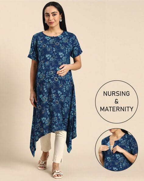 Women Floral Print A-Line Maternity Kurta