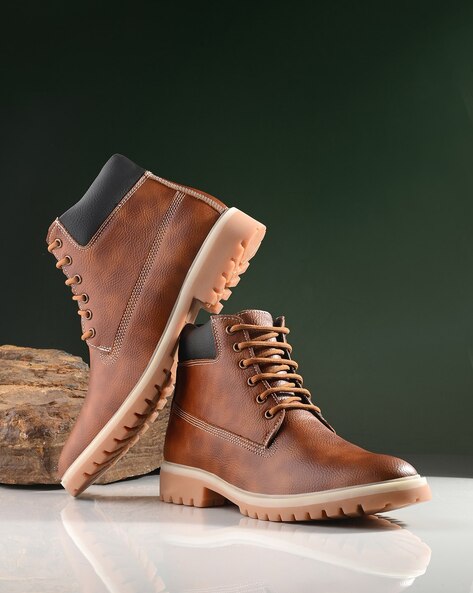 Men Lace-Up Ankle-Length Boots