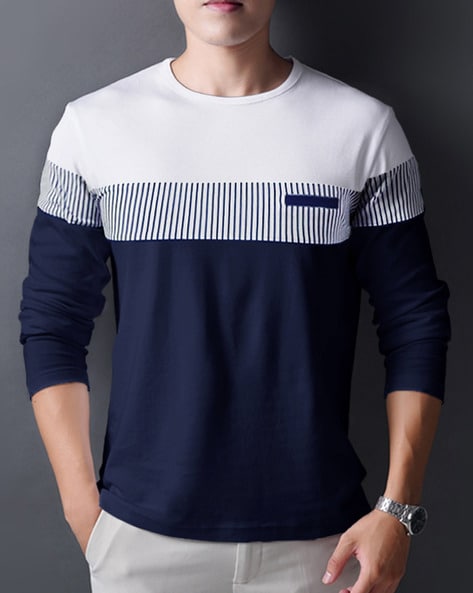 Colour-block Regular Fit Crew- Neck T-shirt