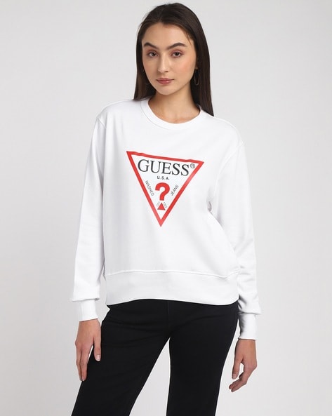 Buy White Sweatshirt Hoodies for Women by GUESS Online Ajio