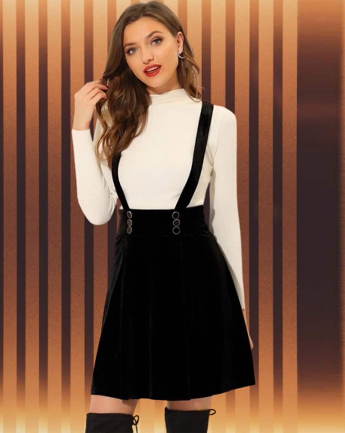 BLUELEA Dot Jacquard Suspenders Skirt BLUELEA Dot jacquard