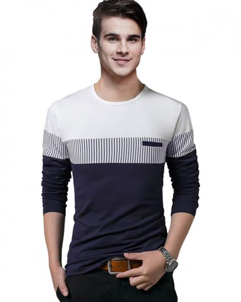 EYEBOGLER Colourblock T-shirt with Full Sleeves