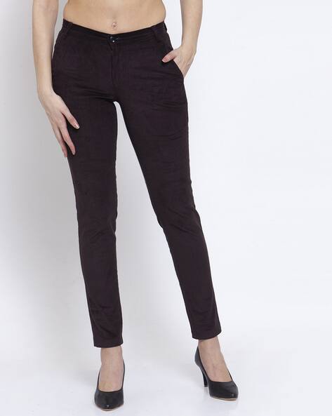 KLOTTHE Women Slim Fit Flat-Front Trousers